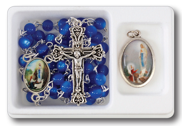 Rosary 62914 Blue with Medal/Lourdes