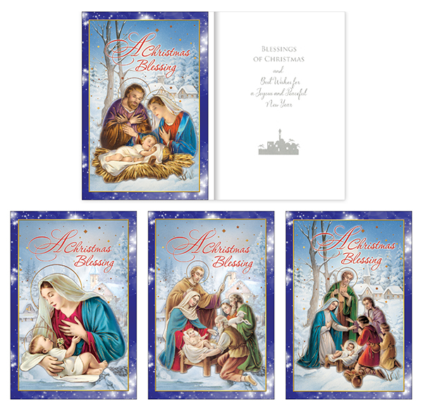 Card Christmas 92832 Blessings Gold Stamped & Embossed 12/Box