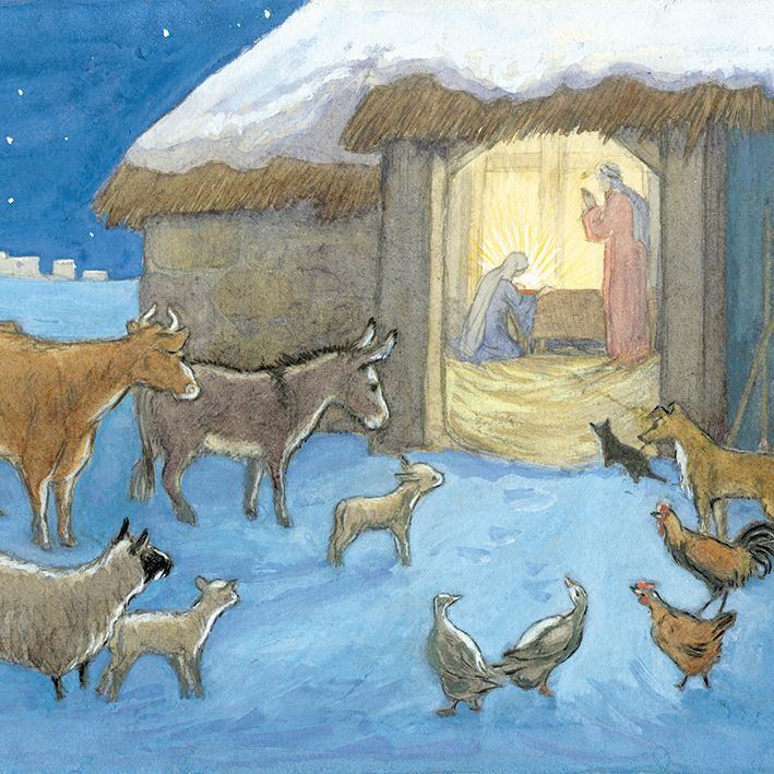 Card Christmas 288918XAE Nativity with Animals