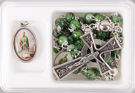 Glass Rosary/Medal Set/St.Patrick (62935)