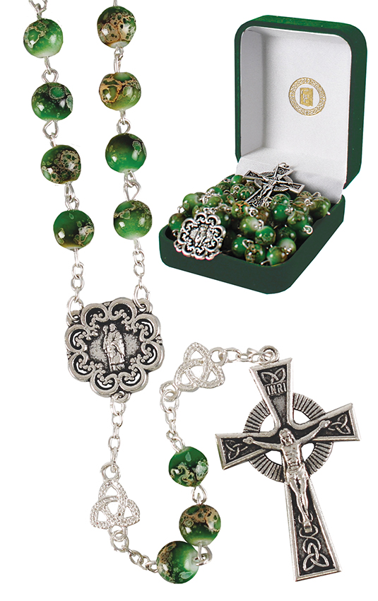 Rosary 60720 St Patrick Green Marble Design