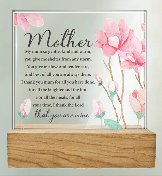 Plaque 32430 Mother Glass/Wood Base